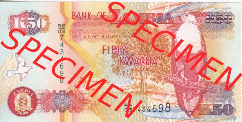 Banknoten Afrika Sambia 2006, 50 Kwacha (1) Sammlung