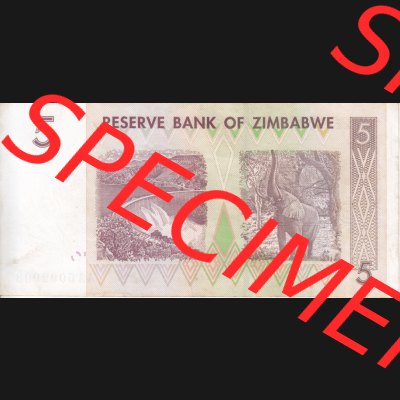 Banknoten Afrika Simbabwe 2007, 5 Dollars (2) Sammlung