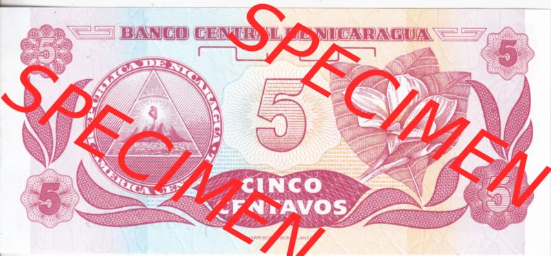 Banknoten Amerika Nicaragua 1991 p168 5 Centavos (2) Sammlung
