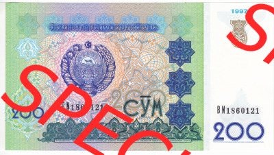 Banknoten Asien Usbekistan 1997, 200 Sum (1) Sammlung