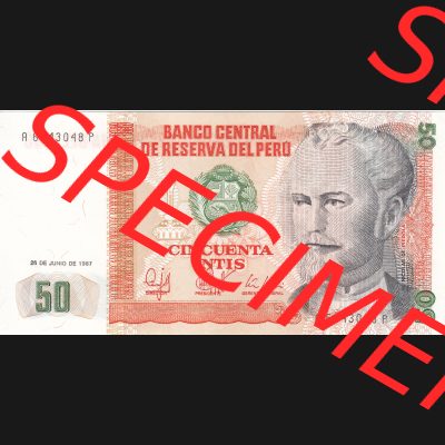 Banknoten Amerika Peru 1987, 50 Intis (1) Sammlung