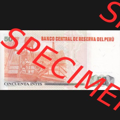 Banknoten Amerika Peru 1986-1987 p131 50 Intis (2) Sammlung