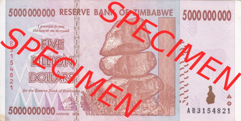 Banknoten Afrika Simbabwe 2008, 5000000000 Dollars (1) Sammlung