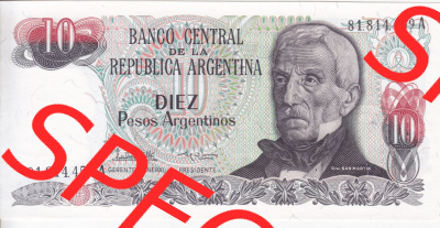 Banknoten Amerika Argentinien 1983-1984 p313 10 Pesos Argentinos (1) Sammlung