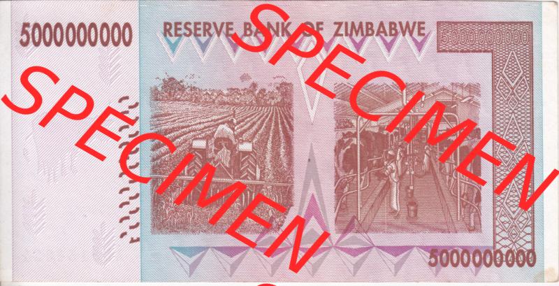 Banknoten Afrika Simbabwe 2008, 5000000000 Dollars (2) Sammlung