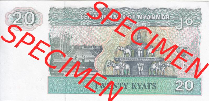 Banknoten Asien Myanmar 1994, 20 Kyats (2) Sammlung