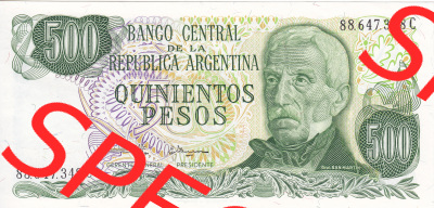 Banknoten Amerika Argentinien 1977-1982, 500 Pesos (1) Sammlung