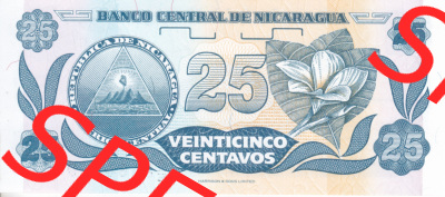 Banknoten Amerika Nicaragua 1991 p170 25 Centavos (2) Sammlung