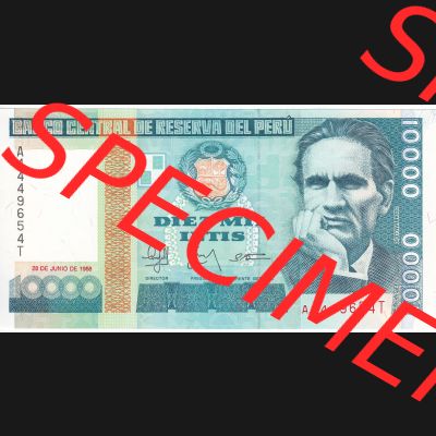 Banknoten Amerika Peru 1988, 10000 Intis (1) Sammlung