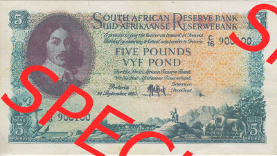 Banknoten Afrika Südafrika 1948-1959, 5 Pfund II (1) Sammlung