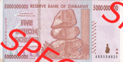 Banknoten Afrika Simbabwe 2008, 5000000000 Dollars (1) Sammlung