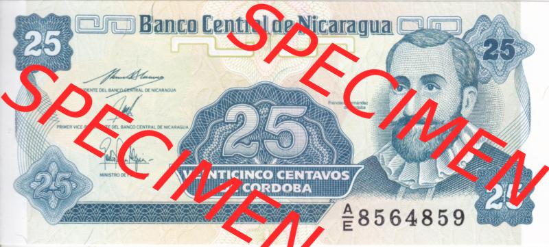 Banknoten Amerika Nicaragua 1991 p170 25 Centavos (1) Sammlung