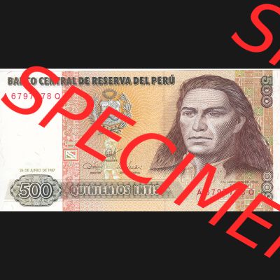 Banknoten Amerika Peru 1987, 500 Intis (1) Sammlung