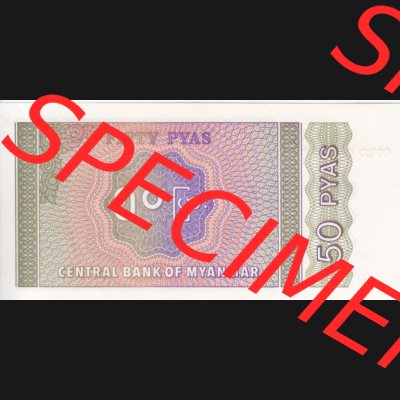 Banknoten Asien Myanmar 1994, 50 Pyas (2) Sammlung
