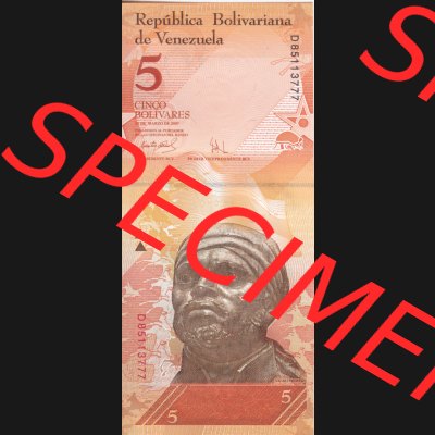 Banknoten Amerika Venezuela 2007, 5 Cinco Bolivares (1) Sammlung