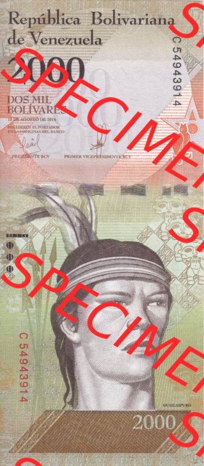 Banknoten Amerika Venezuela 2016 2000 Bolivares Adler (1) Sammlung