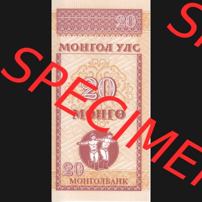 Banknoten Mongolei 1993, 20 Mongo (3) Sammlung