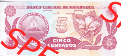 Banknoten Amerika Nicaragua 1991 p168 5 Centavos (2) Sammlung