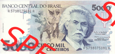 Banknoten Amerika Brasilien 1990; 1991; 1992; 1993 5000 Cruzeiros (1) Sammlung