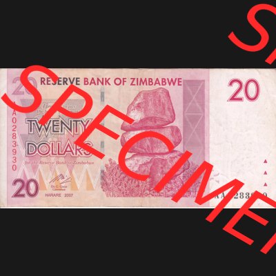 Banknoten Afrika Simbabwe 2007, 20 Dollars (1) Sammlung