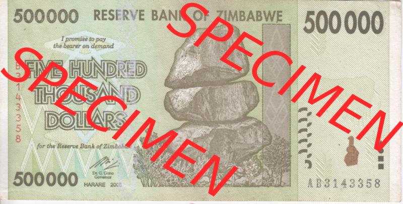 Banknoten Afrika Simbabwe 2008, 500000 Dollars (1) Sammlung