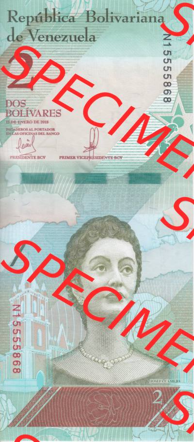 Banknoten Amerika Venezuela 2018 2 Bolivares Papageien-Vogel (1) Sammlung