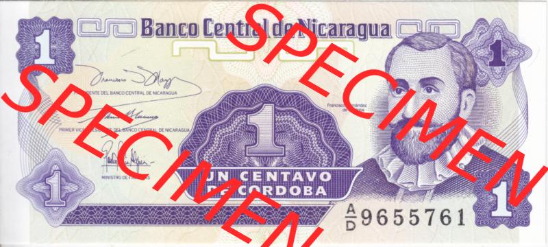 Banknoten Amerika Nicaragua 1991 p167 1 Centavo (1) Sammlung