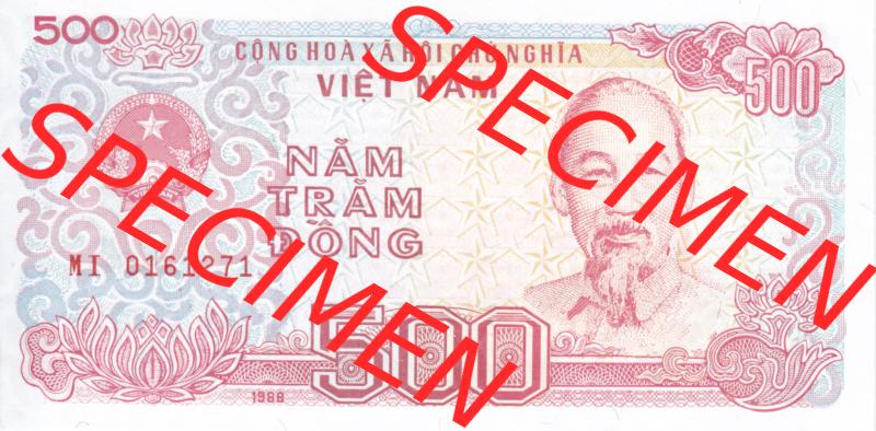 Banknoten Asien Vietnam 1988, 500 Dong (1) Sammlung