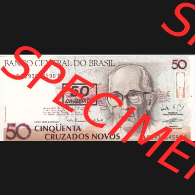 Banknoten Amerika Brasilien 1990, 50 Cruzeiros 50 Cruzados Novos (1) Sammlung