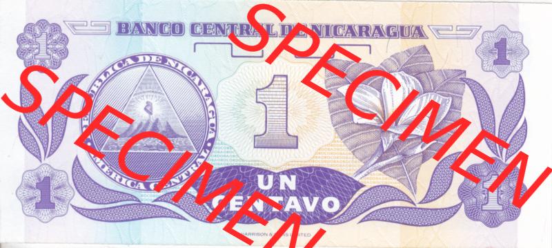 Banknoten Amerika Nicaragua 1991 p167 1 Centavo (2) Sammlung