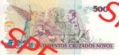 Banknoten Amerika Brasilien 1990, 500 Cruzeiros auf 500 Cruzados Novos (2) Sammlung