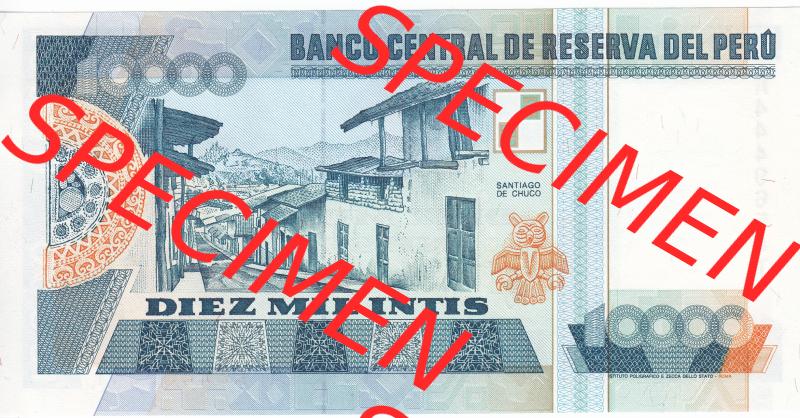 Banknoten Amerika Peru 1988, 10000 Intis (2) Sammlung