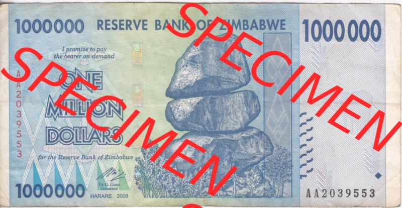 Banknoten Afrika Simbabwe 2008, 1000000 Dollars (1) Sammlung