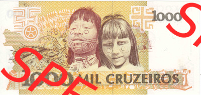 Banknoten Amerika Brasilien 1990, 1991, 1000 Cruzeiros (2) Sammlung