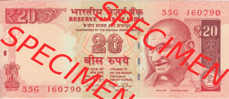 Banknote Indien 2015, 20 Rupien 300 (1) Sammlung
