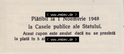 Historische Coupons Rumänien 1920-1948, Romänien Imprumutul Intern Datoria Publica Rmäniei (2) Sammlung
