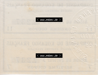 Historische Coupons Frankreich, Compagnie Du Kouango Francias, Action au Porteur Onzioeme Coupon (2) Sammlung
