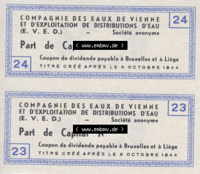 Historische Coupons 1944, Compagnie des Eaux de Vienne, Coupüon de Dividende (1) Sammlung