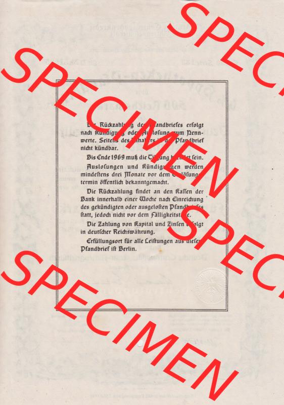 1942, 500 RM Hypotheken-Pfandbrief über 100 Reichsmark Deutschen Centralbodenkredit-Aktiengesellschaft Fünfhundert Reichsmark (2) Sammlung