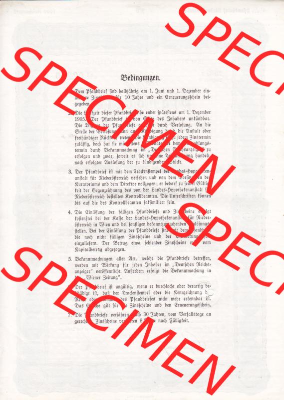 Österreich 1939, Reihe 2, Buchstabe B, 4.5 Prozent Pfandbrief, Zur Anlegung von Mündelgeldern zugelassen, Landes-Hypothekenanstalt (2) Sammlung