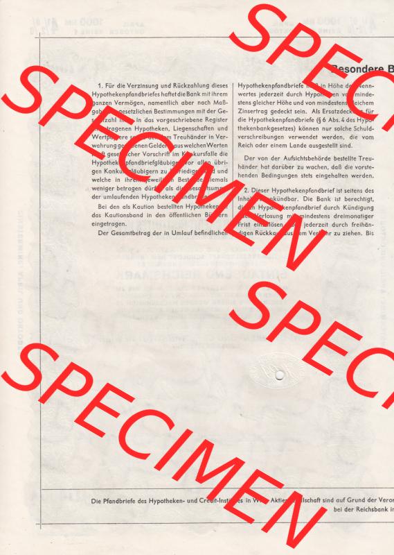 Österreich 1940, 4.5 Prozent Mundelsicherer Hypothekenpfandbrief über Eintausend Reichsmark, Hyptheken- und Credit-Institutes in Wien (3) Sammlung