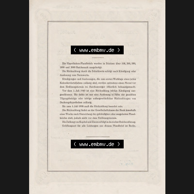 Deutsches Reich 1940, Hypotheken-Pfandbrief, Deutsche Hypothekenbank Actien-Gesellschaft, 100 RM Reichsmark (2) Sammlung
