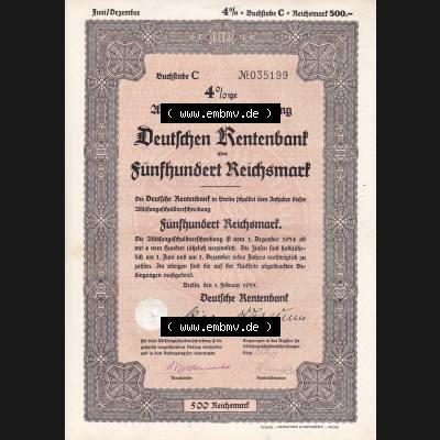 1935, Deutschen Rentenbank, Fünfhundert Reichsmark (1) Sammlung