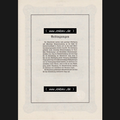 Deutsches Reich 1940 Landschaftlicher Central Pfandbrief über 100 Einhundert Reichsmark 4,5 Prozent (2) Sammlung