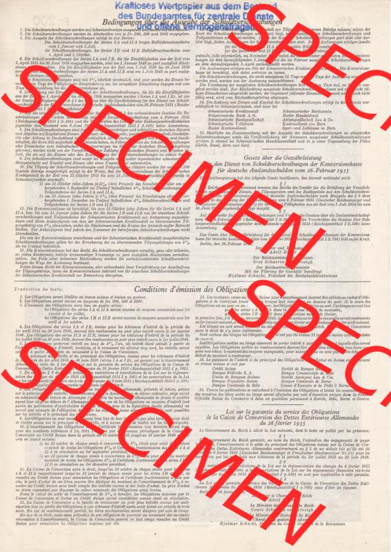 1935, Konversionskasse, Schuldverschreibung, Zweihundert Franken Schweizerwährung (2) Sammlung