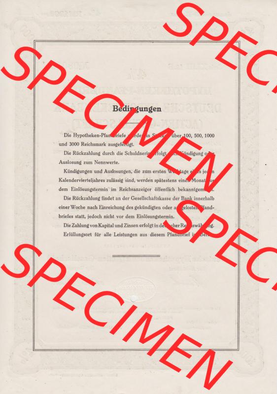 Deutsches Reich 1942, Hypotheken-Pfandbrief, Deutsche Hypothekenbank Actien-Gesellschaft, 1000 Eintausend RM Reichsmark (2) Sammlung