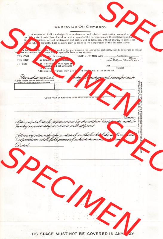 USA Öl 1964, Sunray DX Oil Company, 100 Shares-Aktien (2) Sammlung