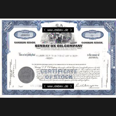USA Öl 1967, Sunray DX Oil Company, less than 100 Shares-Aktien (1) Sammlung