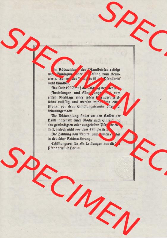Deutsches Reich 1941 4 Prozent Hypotheken-Pfandbrief über 2000 Reichsmark Deutschen Centralbodenkredit-Aktiengesellschaft Zweitausend Reichsmark (2) Sammlung