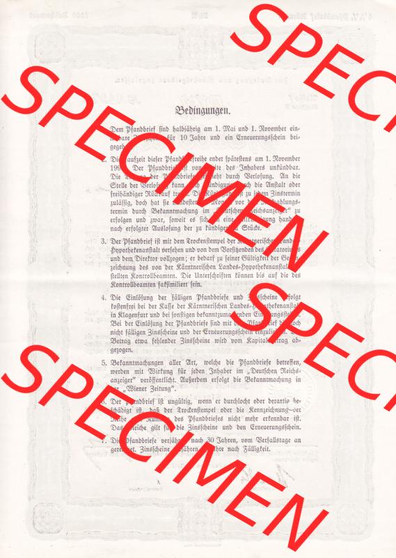 Österreich 1939, 4.5 Prozent Pfandbrief, Zur Anlegung von Mündelgeldern zugelassen, Kärntnerischer Landes-Hypothekenanstalt (2) Sammlung